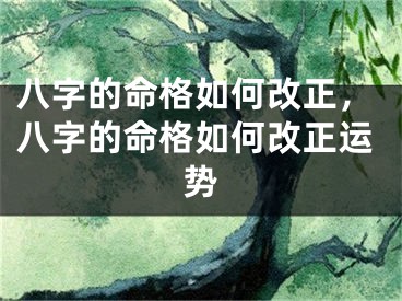 八字的命格如何改正，八字的命格如何改正运势