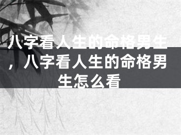 八字看人生的命格男生，八字看人生的命格男生怎么看