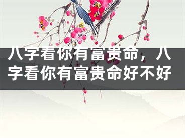 八字看你有富贵命，八字看你有富贵命好不好