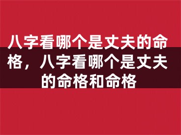 八字看哪个是丈夫的命格，八字看哪个是丈夫的命格和命格