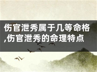 伤官泄秀属于几等命格,伤官泄秀的命理特点