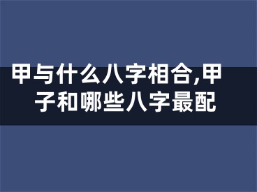 甲与什么八字相合,甲子和哪些八字最配