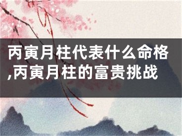 丙寅月柱代表什么命格,丙寅月柱的富贵挑战