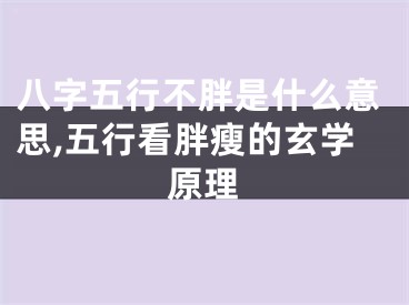 八字五行不胖是什么意思,五行看胖瘦的玄学原理