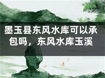 墨玉县东风水库可以承包吗，东风水库玉溪