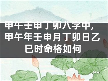 甲午壬申丁卯八字中,甲午年壬申月丁卯日乙巳时命格如何