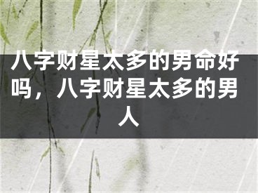八字财星太多的男命好吗，八字财星太多的男人
