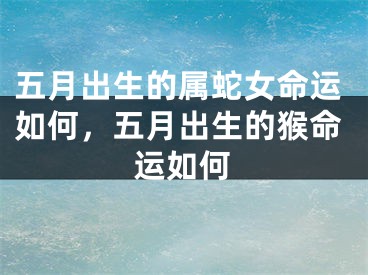 五月出生的属蛇女命运如何，五月出生的猴命运如何