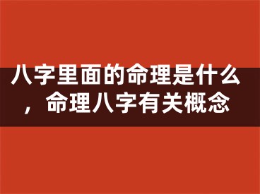 八字里面的命理是什么，命理八字有关概念
