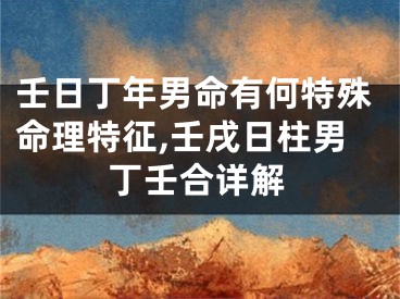 壬日丁年男命有何特殊命理特征,壬戌日柱男丁壬合详解