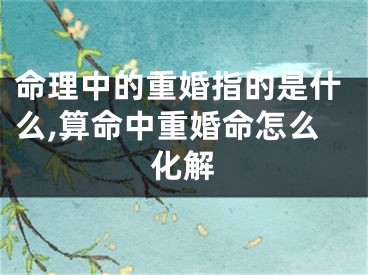 命理中的重婚指的是什么,算命中重婚命怎么化解