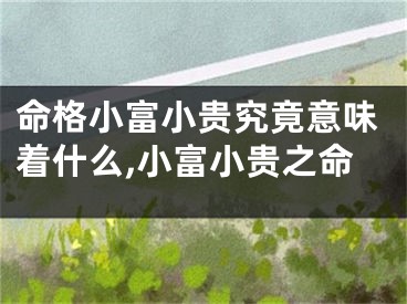 命格小富小贵究竟意味着什么,小富小贵之命