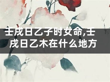 壬戌日乙子时女命,壬戌日乙木在什么地方
