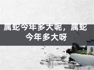 属蛇今年多大呢，属蛇今年多大呀