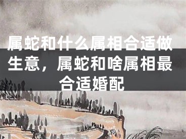 属蛇和什么属相合适做生意，属蛇和啥属相最合适婚配