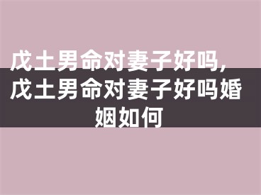 戊土男命对妻子好吗,戊土男命对妻子好吗婚姻如何