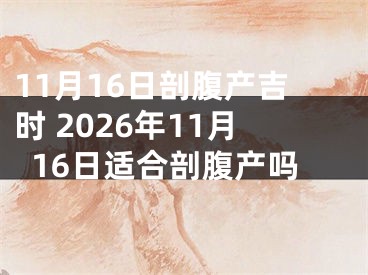 11月16日剖腹产吉时 2026年11月16日适合剖腹产吗