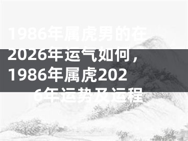 1986年属虎男的在2026年运气如何，1986年属虎2026年运势及运程