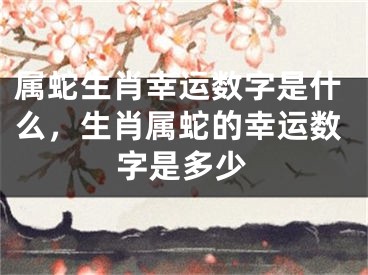 属蛇生肖幸运数字是什么，生肖属蛇的幸运数字是多少