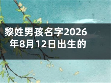 黎姓男孩名字2026年8月12日出生的