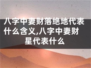 八字中妻财落绝地代表什么含义,八字中妻财星代表什么
