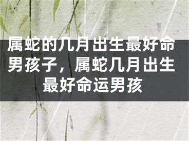 属蛇的几月出生最好命男孩子，属蛇几月出生最好命运男孩