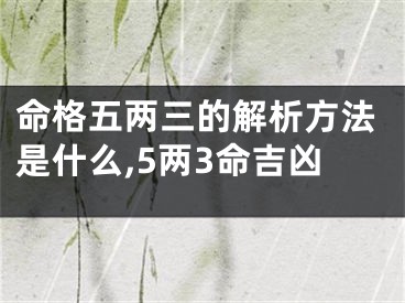 命格五两三的解析方法是什么,5两3命吉凶
