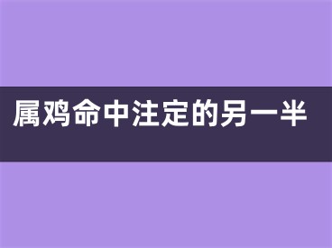 属鸡命中注定的另一半