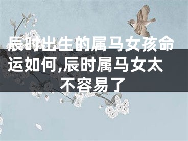 辰时出生的属马女孩命运如何,辰时属马女太不容易了