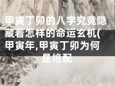甲寅丁卯的八字究竟隐藏着怎样的命运玄机(甲寅年,甲寅丁卯为何是绝配