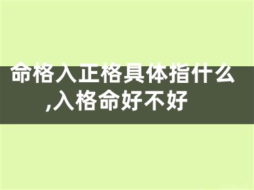 命格入正格具体指什么,入格命好不好