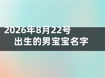 2026年8月22号出生的男宝宝名字
