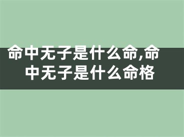 命中无子是什么命,命中无子是什么命格
