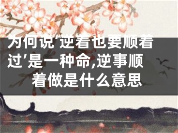 为何说‘逆着也要顺着过’是一种命,逆事顺着做是什么意思