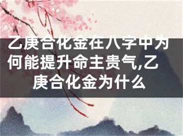 乙庚合化金在八字中为何能提升命主贵气,乙庚合化金为什么