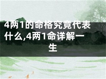 4两1的命格究竟代表什么,4两1命详解一生