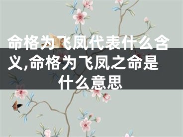 命格为飞凤代表什么含义,命格为飞凤之命是什么意思