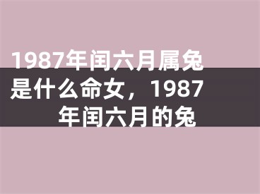 1987年闰六月属兔是什么命女，1987年闰六月的兔