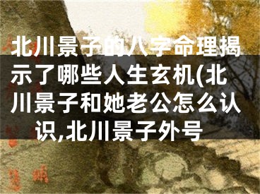 北川景子的八字命理揭示了哪些人生玄机(北川景子和她老公怎么认识,北川景子外号