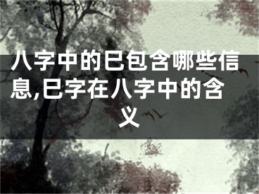 八字中的巳包含哪些信息,巳字在八字中的含义