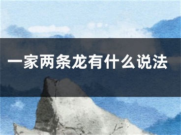 一家两条龙有什么说法
