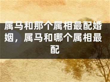 属马和那个属相最配婚姻，属马和哪个属相最配