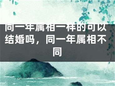 同一年属相一样的可以结婚吗，同一年属相不同