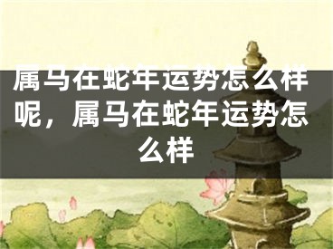 属马在蛇年运势怎么样呢，属马在蛇年运势怎么样