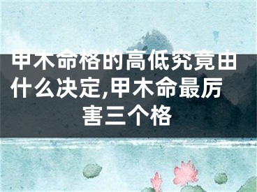 甲木命格的高低究竟由什么决定,甲木命最厉害三个格