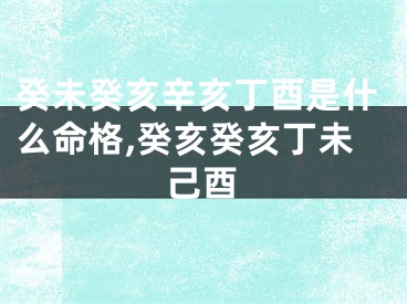 癸未癸亥辛亥丁酉是什么命格,癸亥癸亥丁未己酉