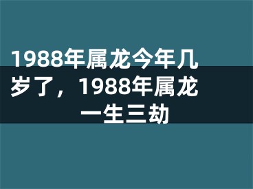 1988年属龙今年几岁了，1988年属龙一生三劫