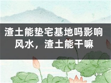 渣土能垫宅基地吗影响风水，渣土能干嘛