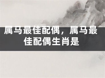 属马最佳配偶,属马最佳配偶生肖是