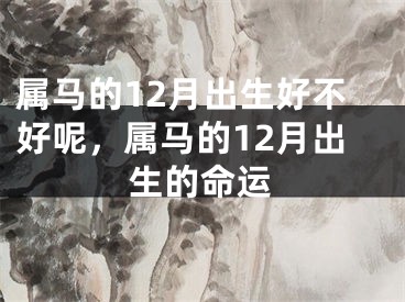 属马的12月出生好不好呢，属马的12月出生的命运